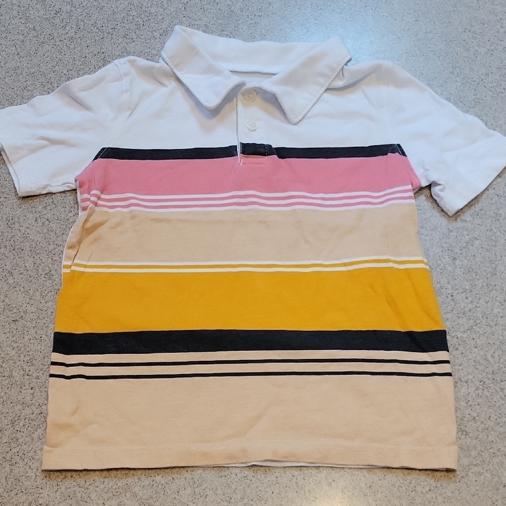 Carter's Striped Polo Shirt - White, Pink, Yellow Size 5T